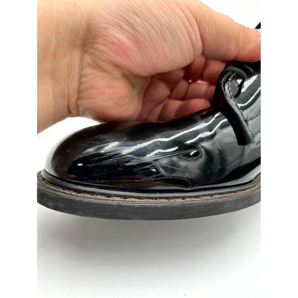 Altama 00941C Men's 9.5E‎ Dress Shoes Black Patent Leather Round Lace Up Oxfords